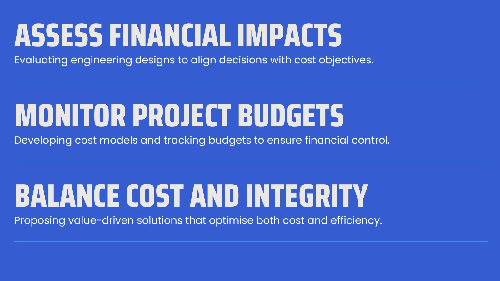 Cost Engineer's Expertise